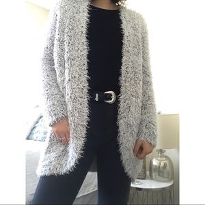 Kensie Fuzzy Knit Eyelash Cardigan 